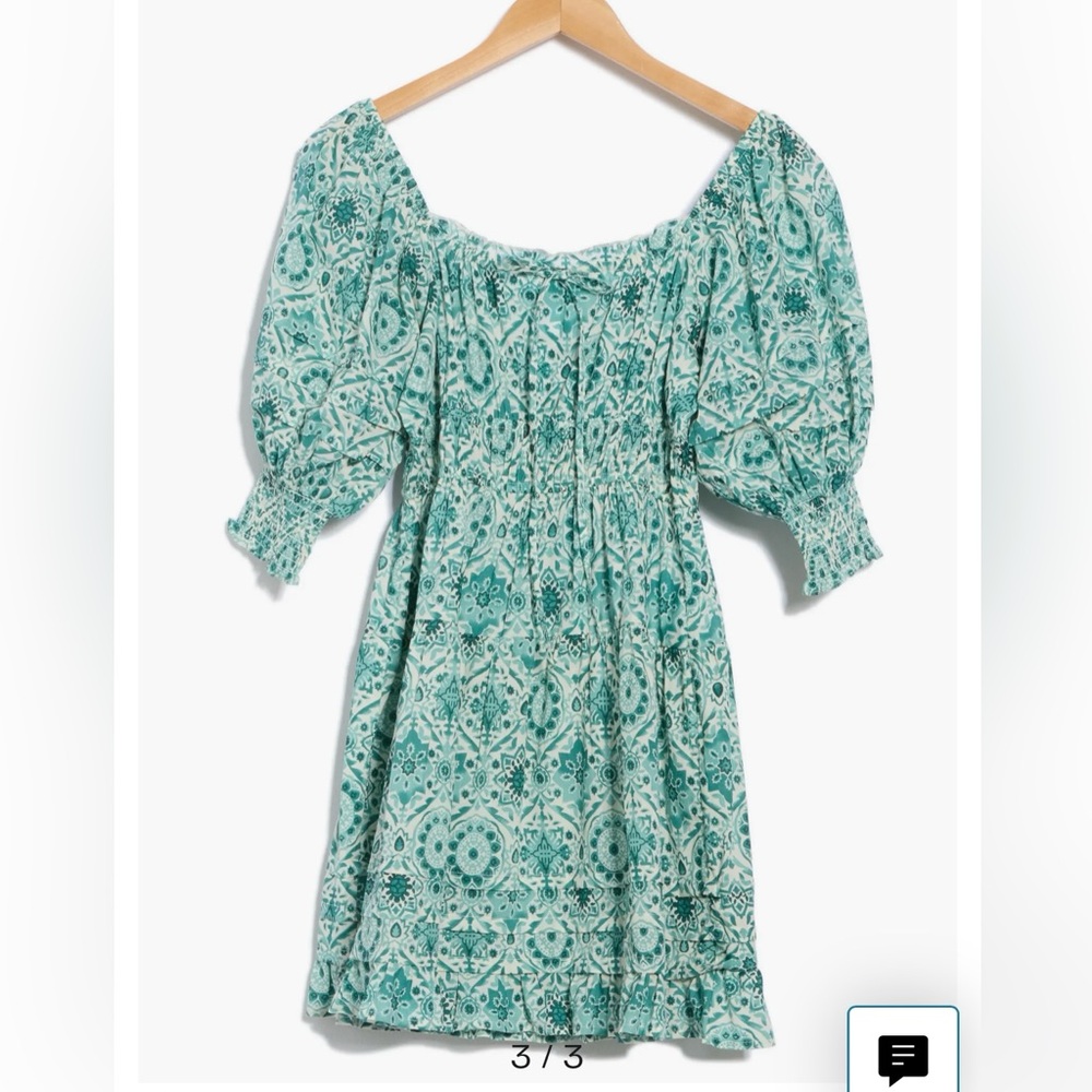 Chic Green Patterned Mini Dress - Picture 3 of 4